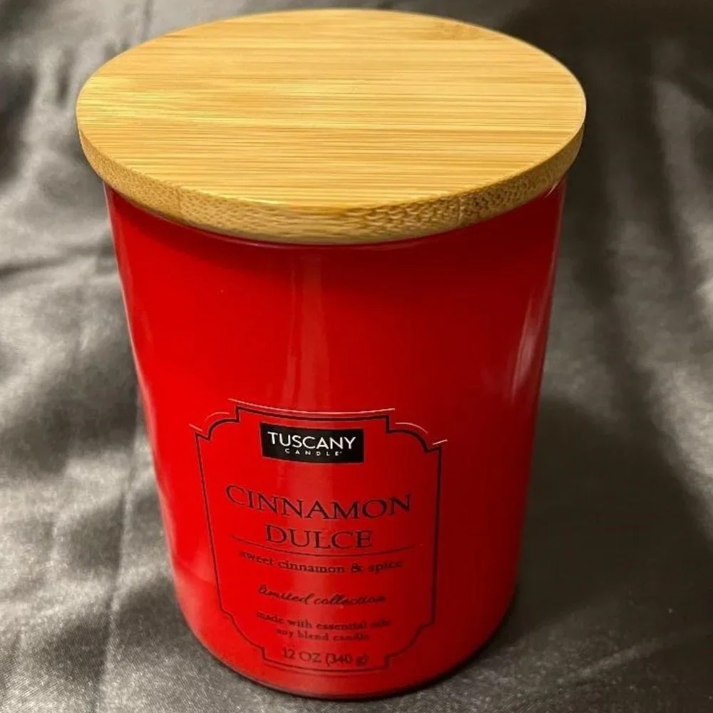NEW TUSCANY CANDLE LIMITED COLLECTION ~ CINNAMON DULCE ESSENTIAL OILS SOY CANDLE